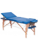 Lettino da massaggio in legno pieghevole a 3 sezioni - colore blu - cm 185x70x62/87h