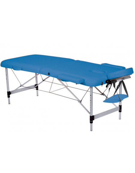 Lettino da massaggio in alluminio - pieghevole a 2 sezioni - colore blu - cm 186x70x59/80h