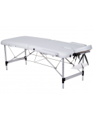Lettino da massaggio in alluminio - pieghevole a 2 sezioni - colore bianco - cm 186x70x59/80h