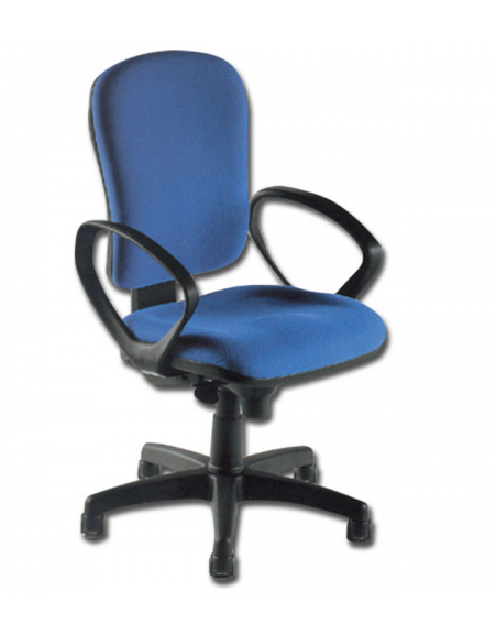 Sedia in tessuto blu - base rotante a rotelle, braccioli ergonomici - cm  58x44x90/107h 