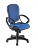 Sedia in tessuto blu - base rotante a rotelle, braccioli ergonomici - cm 58x44x90/107h