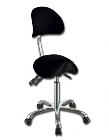 Sgabello ergonomico con schienale - seduta a sella e regolazione dell’altezza cm 62/78- colore nero