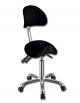 Sgabello ergonomico nero a sella con schienale-regolazione altezza seduta ed inclinazione dello schienale e della seduta