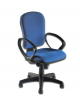 Sedia in tessuto blu - base rotante a rotelle, braccioli ergonomici -cm 58x44x45/52h