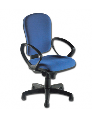 Sedia in tessuto grigio - base rotante a rotelle, braccioli ergonomici -cm 58x44x45/52h