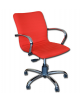 Poltrona direzionale con schienale basso - tessuto rosso ignifugo - cm 51x45x39/49