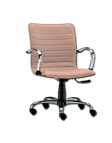 Poltrona direzionale con schienale basso - similpelle nero - cm 51x45x39/49h