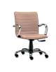 Poltrona direzionale con schienale basso - similpelle beige - cm 51x45x39/49h