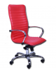 Sedia schienale alto - similpelle colore a richiesta - base e braccioli in acciaio cromato - cm 51x45x39/49h