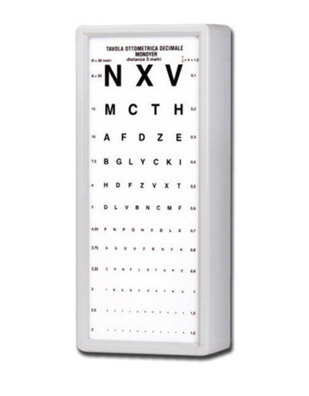 Ottotipo non luminoso - 5 metri - schermo in acrilico - cm 29x2,5x66h Ottotipo non luminoso - 5 metri - schermo in acrilico - cm 29x2,5x66h