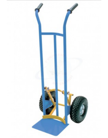 Portacasse con scaricafacile - 2 ruote pneumatiche cerchio acciaio Ø cm 26 - cm 51x53x125h
