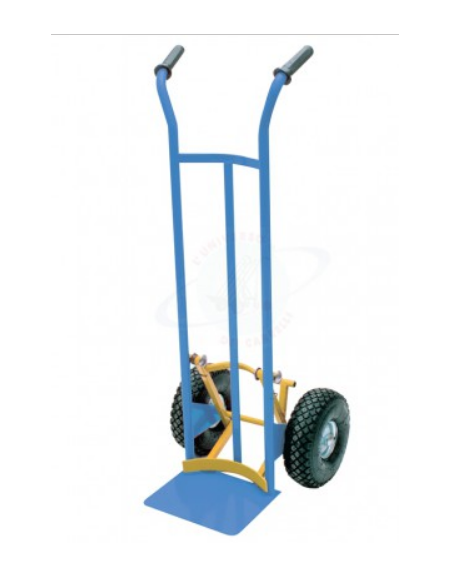Portacasse con scaricafacile - 2 ruote pneumatiche cerchio acciaio Ø cm 26 - cm 51x53x125h