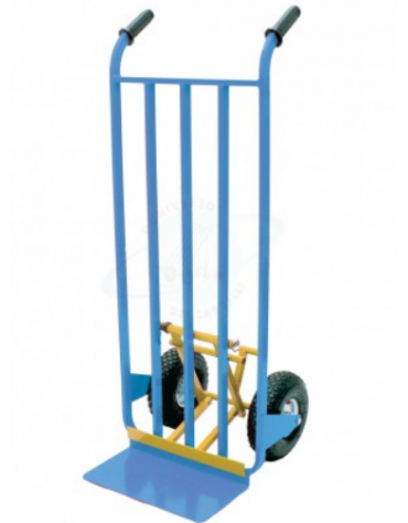 Portacasse piastra grande-scaricafacile  - 2 ruote pneumatiche cerchio acciaio Ø cm 26 - cm 50x55X126h