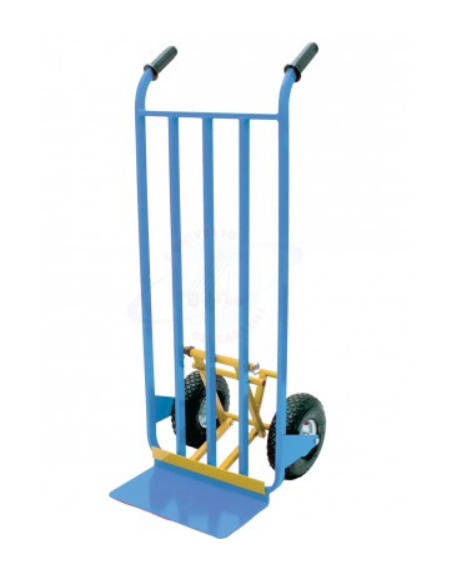 Portacasse piastra grande-scaricafacile  - 2 ruote pneumatiche cerchio acciaio Ø cm 26 - cm 50x55X126h