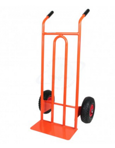 Porta Casse piastra larga - 2 ruote gomma piena Ø cm 20 cm 50x40x110h - Pala di carico cm 40x16