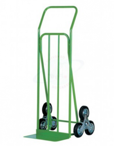 Carrello per trasporto su scale con maniglione 6 ruote gomma industriale su stella rotante Ø cm 15 - cm 62x125h