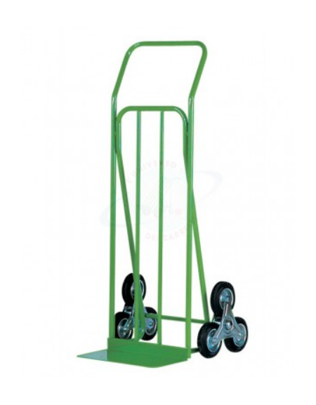 Carrello per trasporto su scale con maniglione 6 ruote gomma industriale su stella rotante Ø cm 15 - cm 62x125h