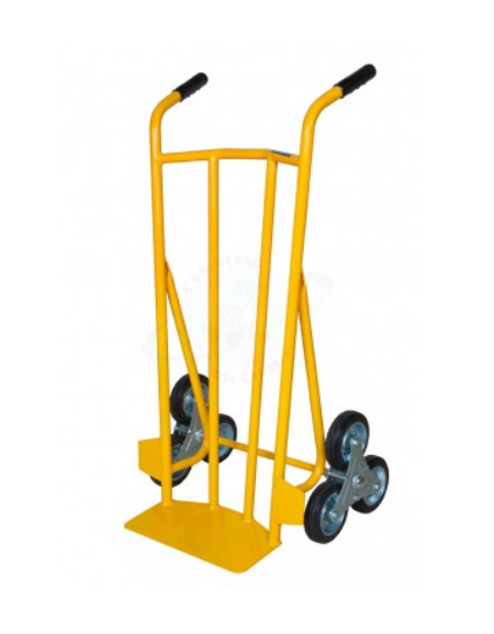 Carrello per trasporto su scala spalla curva 6 ruote gomma industraile su stella rotante Ø cm 150 - cm 63x110h