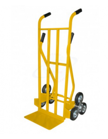 Carrello per trasporto su scala con doppia impugnatura 6 ruote gomma industraile su stella rotante Ø cm15 - cm 63x51x126h