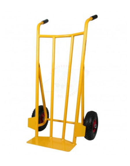 Carrello portacasse per corrieri a spalla curva 2 ruote pneumatiche cerchio acciaio Ø cm 26 - cm 60x51x110h