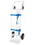 Portabombole per ambienti sanitari - ruote con freno - 2 ruote gomma grigia Ø cm 20 e 2 ruote su snodo Ø cm 10 - cm 44x44x125h