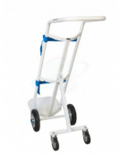 Portabombole per ambienti sanitari - ruote con freno - 2 ruote gomma grigia Ø cm 20 e 2 ruote su snodo Ø cm 10 - cm 44x44x125h