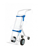 Portabombole per ambienti sanitari - ruote con freno - 2 ruote gomma grigia Ø cm 20 e 2 ruote su snodo Ø cm 10 - cm 44x44x125h