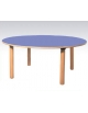 TAVOLINO ROTONDO PER SCUOLA MATERNA - GAMBE IN FAGGIO E PIANO IN BETULLA - CM Ø130x52H