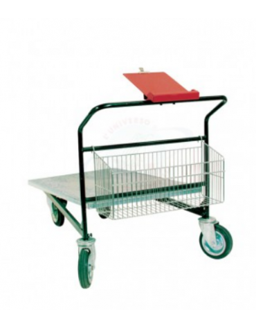 Carrello con pianale in lamiera zincata - 4 ruote (2 fisse - 2 girevoli) gomma piena Ø cm 20 - cm 70x110h