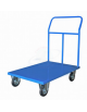 Carrello con pianale in lamiera 20/10 - 4 ruote (2 fisse-2 girevoli) in gomma piena, 2 con freno Ø cm 14 - cm 60x100x100h