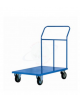Carrello con pianale in lamiera 20/10 - 4 ruote girevoli in gomma piena Ø cm 14 - piano cm 60x90
