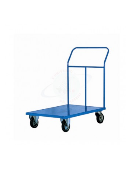 Carrello con pianale in lamiera 20/10, 4 ruote girevoli in gomma piena, 2 con freno Ø cm 14 cm 60x90