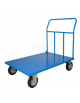 Carrello con pianale in lamiera 20/10, portata Kg 500 - 4 ruote Ø cm 20 (2 fisse-2 girevoli) gomma piena - piano cm 80x120