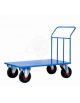 Carrello con pianale in lamiera 20/10 - 4 ruote pneumatiche Ø cm 26 ( 2 fisse - 2 girevoli con freno ) - piano cm 80x120
