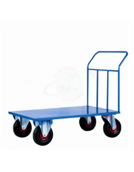 Carrello pianale in lamiera 20/10 - 4 ruote girevoli pneumatiche Ø cm 26 - cm 80x120