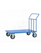 Carrello con pianale in lamiera 20/10 - portata Kg. 500 - 4 ruote girevoli gomma piena Ø cm 20 - piano cm 60x100