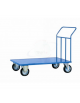 Carrello con pianale in lamiera 20/10 - portata Kg. 500 -  4 ruote girevoli, 2 con freno, in gomma piena - piano cm 60x100