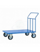 Carrello con pianale in lamiera 20/10 - 4 ruote (2 fisse-2 girevoli) gomma elastica tipo transpallet - piano cm 80x120