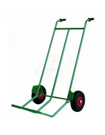 Carrello Portacasse, portapacchi pesante con pedana fissa, 2 ruote pneumatiche cerchio nylon Ø cm 26 - cm 66x125