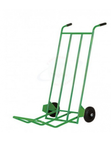 Carrello portabagagli, portasacchi pesante con pedana ribaltabile - 2 ruote gommate Ø cm 20 - cm  66x125