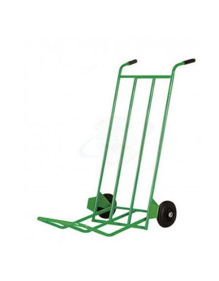 Carrello portabagagli, portasacchi pesante con pedana ribaltabile - 2 ruote gommate Ø cm 20 - cm  66x125