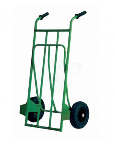 Carrello portabagagli, portasacchi pesante con pedana ribaltabile - 2 ruote gommate Ø cm 20 - cm  66x125