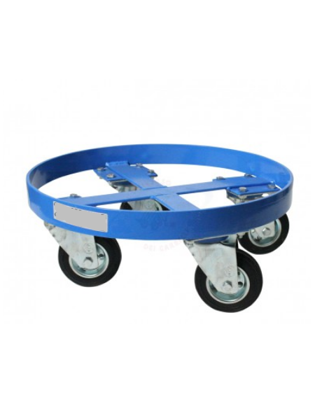 Base carrellata per fusti Ø cm 40 - 4 ruote girevoli Ø cm 10 - cm Ø 42 - portata Kg 300 Altezza da terra mm 135