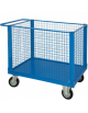 Carrello con pianale a 4 sponde in rete - 4 ruote (2 fisse - 2 girevoli) gomma piena Ø cm 14 - cm 60x90x81h