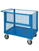 Carrello con pianale a 4 sponde in rete, 1 parzialmente ribaltabile - 4 ruote in gomma piena Ø cm 14 - cm 60x90x81h