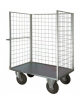Carrello con pianale verniciato a 3 sponde  - 4 ruote Ø cm 26 (2 fisse - 2 girevoli) pneumatiche - cm 77,5x115x132h