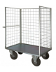 Carrello con pianale verniciato a 3 sponde - 4 ruote pneumatiche Ø cm 26 (2 fisse - 2 girevoli) 2 con freno - cm 77,5x115x132h