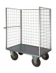 Carrello con pianale verniciato a 3 sponde - 4 ruote Ø cm 26 girevoli pneumatiche, 2 con freno - cm 77,5x115x132h