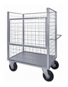 Carrello con pianale verniciato a 4 sponde, 1 ribaltabile - 4 ruote Ø cm 26 (2 fisse- 2 girevoli) pneumatiche - cm 75x115x132h