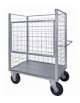 Carrello con pianale verniciato a 4 sponde, 1 ribaltabile - 4 ruote Ø cm 26 (2 fisse- 2 girevoli) pneumatiche - cm 75x115x132h